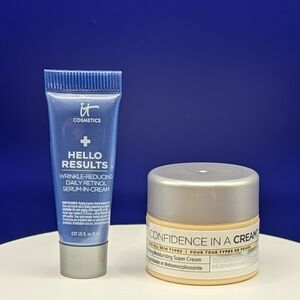 New it Cosmetics Mini Skincare Duo Hello Retinol Serum-Cream & Confidence Cream